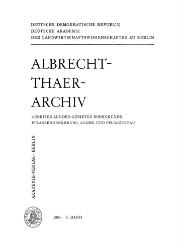 Albrecht-Thaer-Archiv: Band 8, Heft 1-3