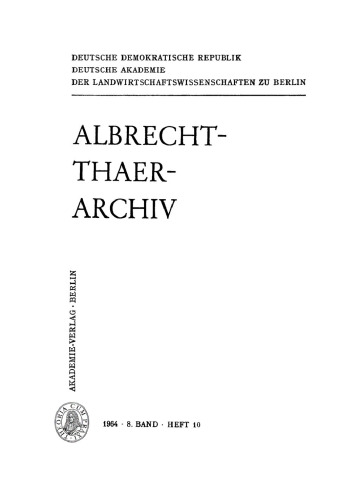 Albrecht-Thaer-Archiv: Band 8, Heft 10