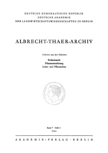 Albrecht-Thaer-Archiv: Band 7, Heft 2