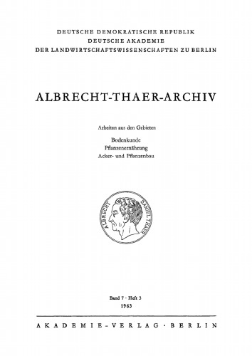 Albrecht-Thaer-Archiv: Band 7, Heft 3