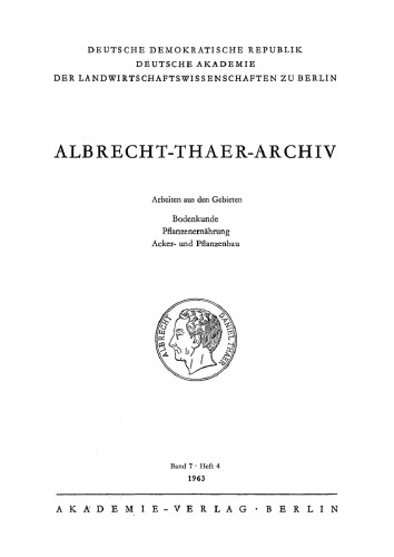 Albrecht-Thaer-Archiv: Band 7, Heft 4