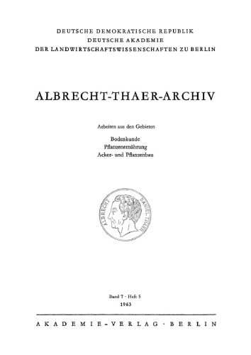 Albrecht-Thaer-Archiv: Band 7, Heft 5