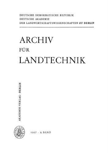 Archiv für Landtechnik: Band 6, Heft 1