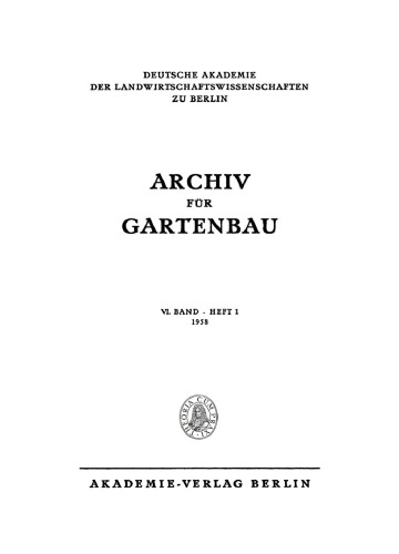 Archiv für Gartenbau: Band 6, Heft 1