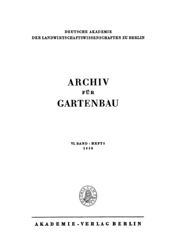 Archiv für Gartenbau: Band 6, Heft 5