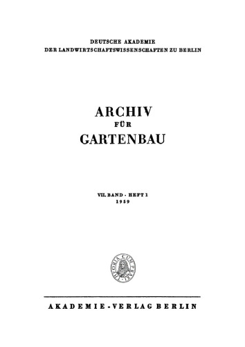 Archiv für Gartenbau: Band 7, Heft 1