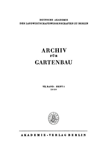 Archiv für Gartenbau: Band 7, Heft 2