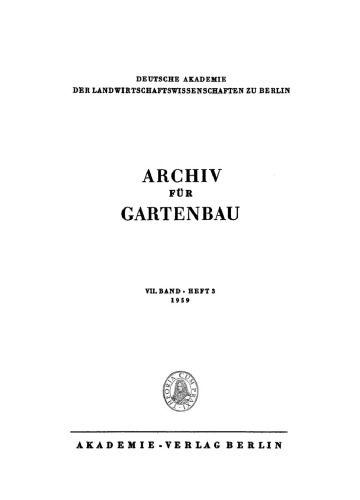 Archiv für Gartenbau: Band 7, Heft 3