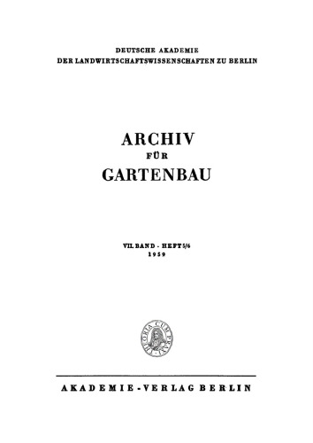 Archiv für Gartenbau: Band 7, Heft 5/6