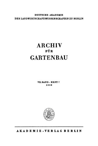 Archiv für Gartenbau: Band 7, Heft 7