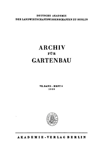 Archiv für Gartenbau: Band 7, Heft 8