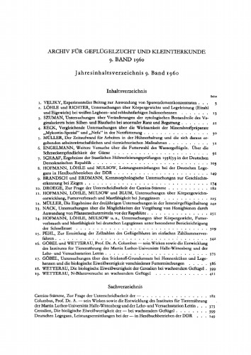 Archiv für Geflügelzucht und Kleintierkunde: Band 9, Heft 1