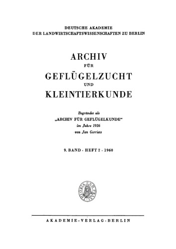 Archiv für Geflügelzucht und Kleintierkunde: Band 9, Heft 2