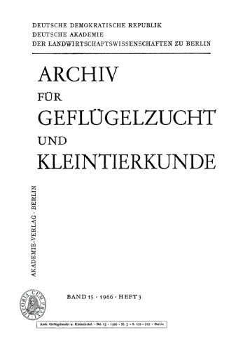 Archiv für Geflügelzucht und Kleintierkunde: Band 15, Heft 3