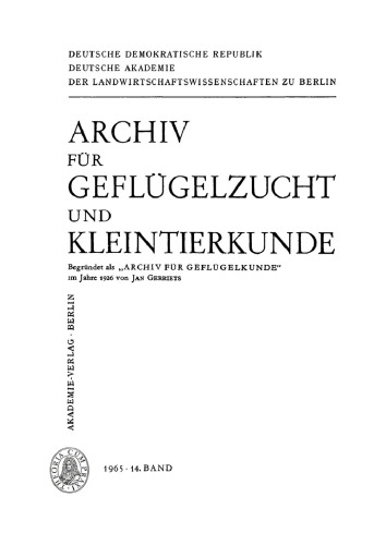 Archiv für Geflügelzucht und Kleintierkunde: Band 14, Heft 1
