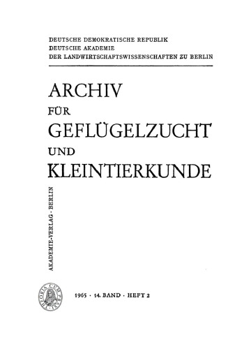Archiv für Geflügelzucht und Kleintierkunde: Band 14, Heft 2