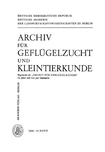 Archiv für Geflügelzucht und Kleintierkunde: Band 18, Heft 1