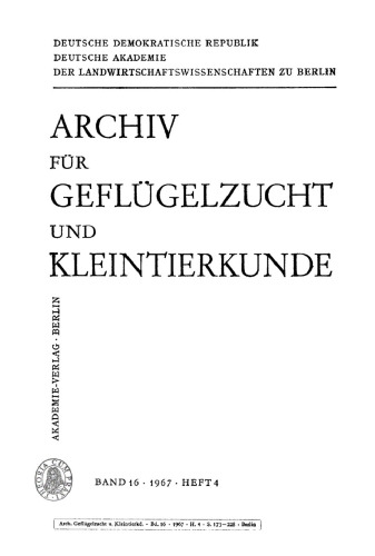 Archiv für Geflügelzucht und Kleintierkunde: Band 16, Heft 4