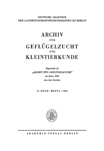 Archiv für Geflügelzucht und Kleintierkunde: Band 11, Heft 4