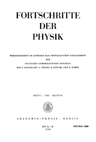 Fortschritte der Physik / Progress of Physics: Band 29, Heft 2