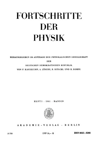 Fortschritte der Physik / Progress of Physics: Band 29, Heft 5