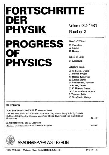 Fortschritte der Physik / Progress of Physics: Volume 32, Number 2