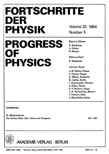 Fortschritte der Physik / Progress of Physics: Volume 32, Number 5