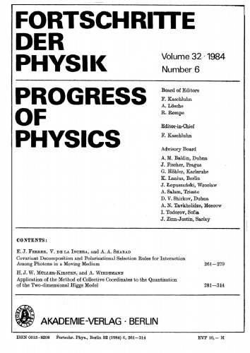 Fortschritte der Physik / Progress of Physics: Volume 32, Number 6