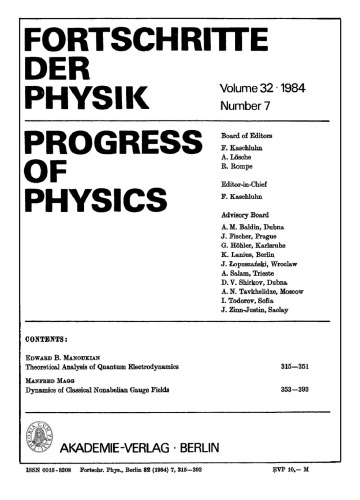 Fortschritte der Physik / Progress of Physics: Volume 32, Number 7
