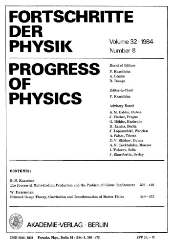 Fortschritte der Physik / Progress of Physics: Volume 32, Number 8