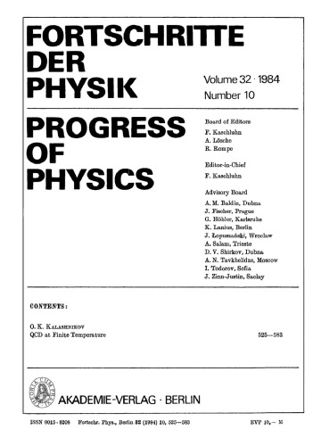 Fortschritte der Physik / Progress of Physics: Volume 32, Number 10