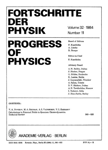 Fortschritte der Physik / Progress of Physics: Volume 32, Number 11