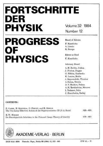 Fortschritte der Physik / Progress of Physics: Volume 32, Number 12