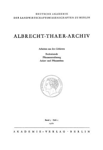 Albrecht-Thaer-Archiv: Band 5, Heft 2