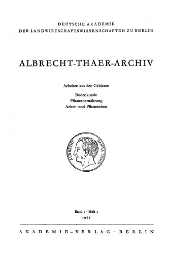 Albrecht-Thaer-Archiv: Band 5, Heft 3
