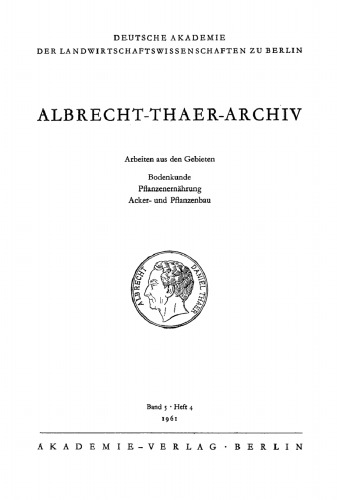 Albrecht-Thaer-Archiv: Band 5, Heft 4