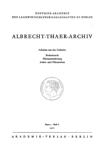 Albrecht-Thaer-Archiv: Band 5, Heft 8