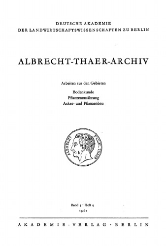 Albrecht-Thaer-Archiv: Band 5, Heft 9