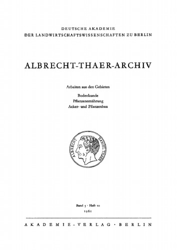 Albrecht-Thaer-Archiv: Band 5, Heft 10