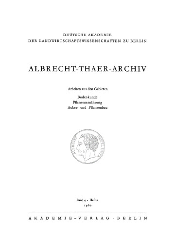 Albrecht-Thaer-Archiv: Band 4, Heft 2