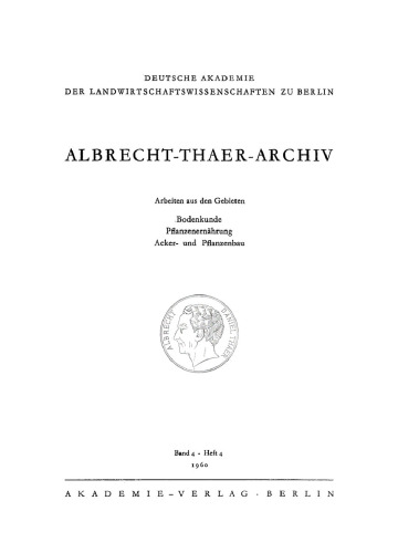 Albrecht-Thaer-Archiv: Band 4, Heft 4