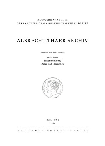 Albrecht-Thaer-Archiv: Band 4, Heft 5