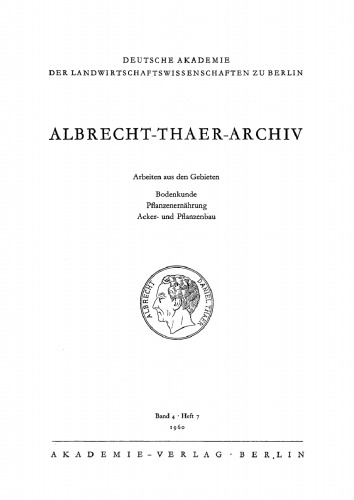 Albrecht-Thaer-Archiv: Band 4, Heft 7