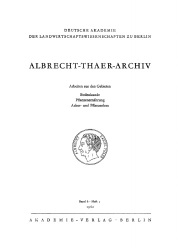 Albrecht-Thaer-Archiv: Band 6, Heft 3
