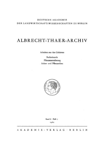 Albrecht-Thaer-Archiv: Band 6, Heft 7