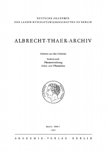 Albrecht-Thaer-Archiv: Band 6, Heft 8
