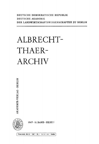 Albrecht-Thaer-Archiv: Band 11, Heft 7