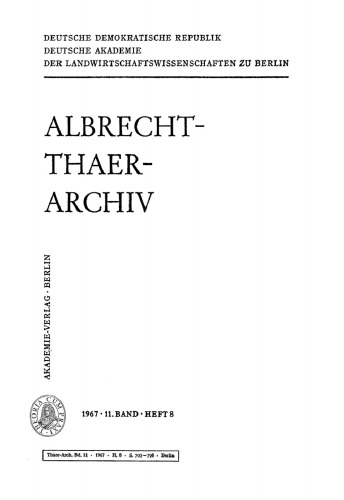 Albrecht-Thaer-Archiv: Band 11, Heft 8