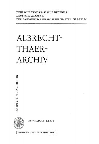 Albrecht-Thaer-Archiv: Band 11, Heft 9