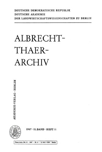 Albrecht-Thaer-Archiv: Band 11, Heft 11